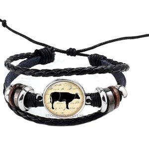 Black Braided Cow Bracelet with Silver Accents